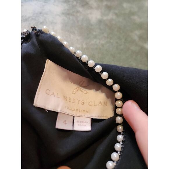 GAL MEETS GLAM - Victoria pearl trim dress sz 4 - Picture 5 of 6